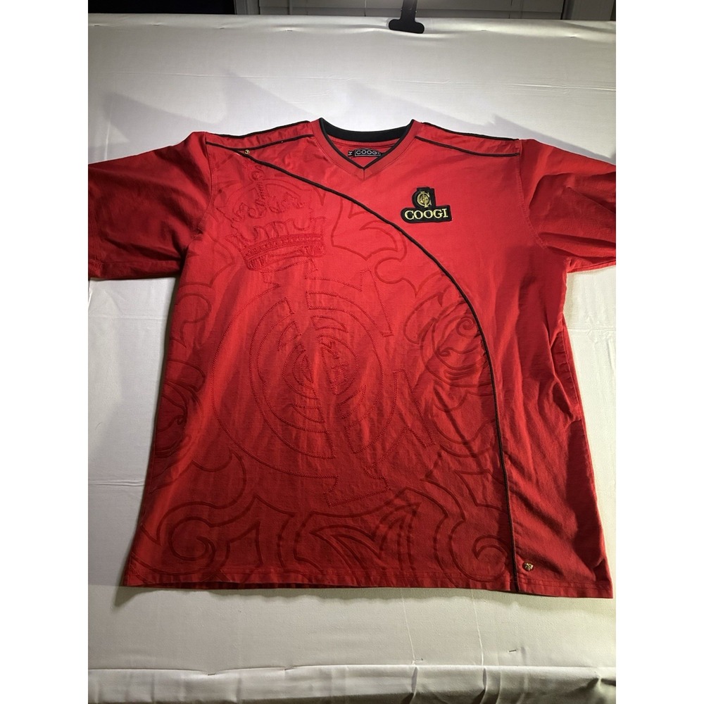 VTG 90s Y2K Coogi Limited Edition Pin Embroidered & Printed T Shirt Red-sz 3XL
